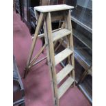 A Pair of Folding Pine Step Ladders, 113cm high when open.