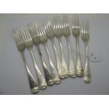 A Set of Six Hallmarked Silver Old English Pattern Table Forks, George Adams, London 1866; A Set