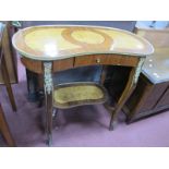 A Mid to Late XX Century French Regency Style Side Table, having single drawer, gilt mounts,