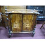 XIX Century Inlaid Walnut Whatnot Cabinet, with vase decoration to doors, turned spindle supports