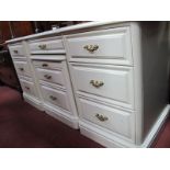 Olympus of London Cream Coloured Dressing Table, 143cm wide, a matching bedside chest. (2)