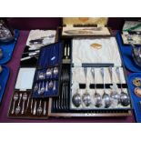 A Six Setting Canteen of Plated Cutlery, in original fitted wooden canteen case; together with cased