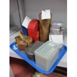 Mining Ephemera. First Aid Tin, Dustfree Respirator, 'Acme' Snap Tin, Drinks Flasks, Copper