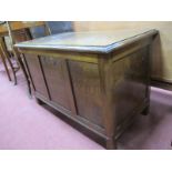 Oak Blanket Chest, with three panelled fascia and chamfered supports, 91cm wide.