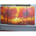 Madjid, 'Fiery Forest', limited edition tryptich wall canvas (three separate pieces), with