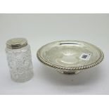 A Victorian Hallmarked Silver Cut Glass Jar, the pull off cover with engraved decoration and