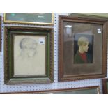 Lady Studies, as a pencil sketch, 23 x 18cm and an oil painting, 19 x 14.5cm. (2)