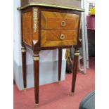 A Mid to Late XX Century French Regency Style Bedside Chest, of two drawers having gilt mounts, on