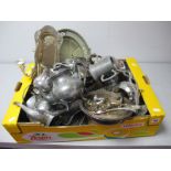 A Mixed Lot of Assorted Plated Ware, including dishes, swing handle baskets, modern candlestick,