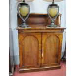 A XIX Century Rosewood Chiffonier, with gilt metal gallery to upper shelf, having pillar supports,