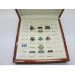 Modern "925" Stone Set Dress Rings, (finger size O), contained in a multi ring box.