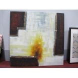A Large Modernistic Abstract Design Oil/Wash Wall Canvas, 100 x 100cm.