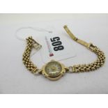 A 9ct Gold Cased Ladies Wristwatch, within plain case, to later bracelet with 9ct gold clasp.