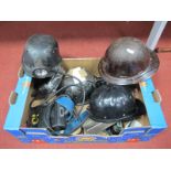 Mining Helmets. The Cromwell Protector, Huwood and Bathgate Types, each with battery pack; an
