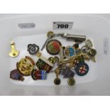 Enamel and Other Badges, including "Earls Barton Bowling Club 1922-1972", "Frickley and District