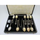 A Set of Ten Hallmarked Silver Teaspoons, P. Bros, Birmingham 1936, (one damaged incomplete);