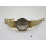 Tissot; A 9ct Gold Cased Ladies Wristwatch, the signed dial with line markers (lacking winder) to