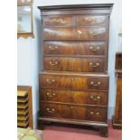 A Georgian Period Mahogany Chest on Chest, with dentil cornice, two short and three long graduated