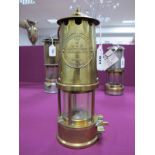 Protector Lamp & Lighting, Eccles, Type 6 M&Q, Miners Lamp, all over brass, circa 1959, 24.5cm