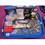 Assorted Costume Jewellery, including beads, brooches, imitation pearls, etc:- One Tray