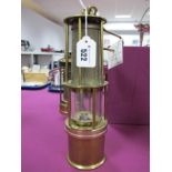 Wilhelm Seippel ZL630A Brass Miners Lamp, circa 1930, with adjusters under base, 29.5cm high with
