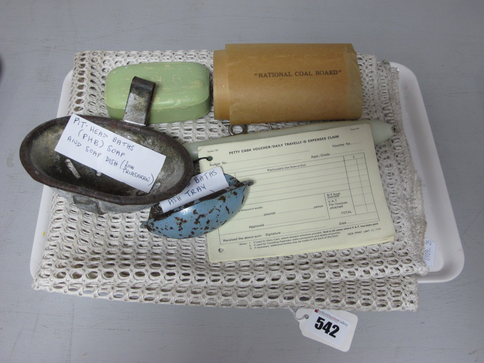 Mining Ephemera. 'National Coal Board' Toilet Paper, PHB Soap, Petty Cash Vouchers, Dirty Clothes