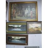 Parisian Street Scenes, pair of oils on board, circa 1970's, one monogrammed 'LF', 19 x 60cm;