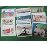 Three WWI Silk Postcards, 'Souvenir de France', 'God Be With You Till We Meet Again' and 'To My Dear