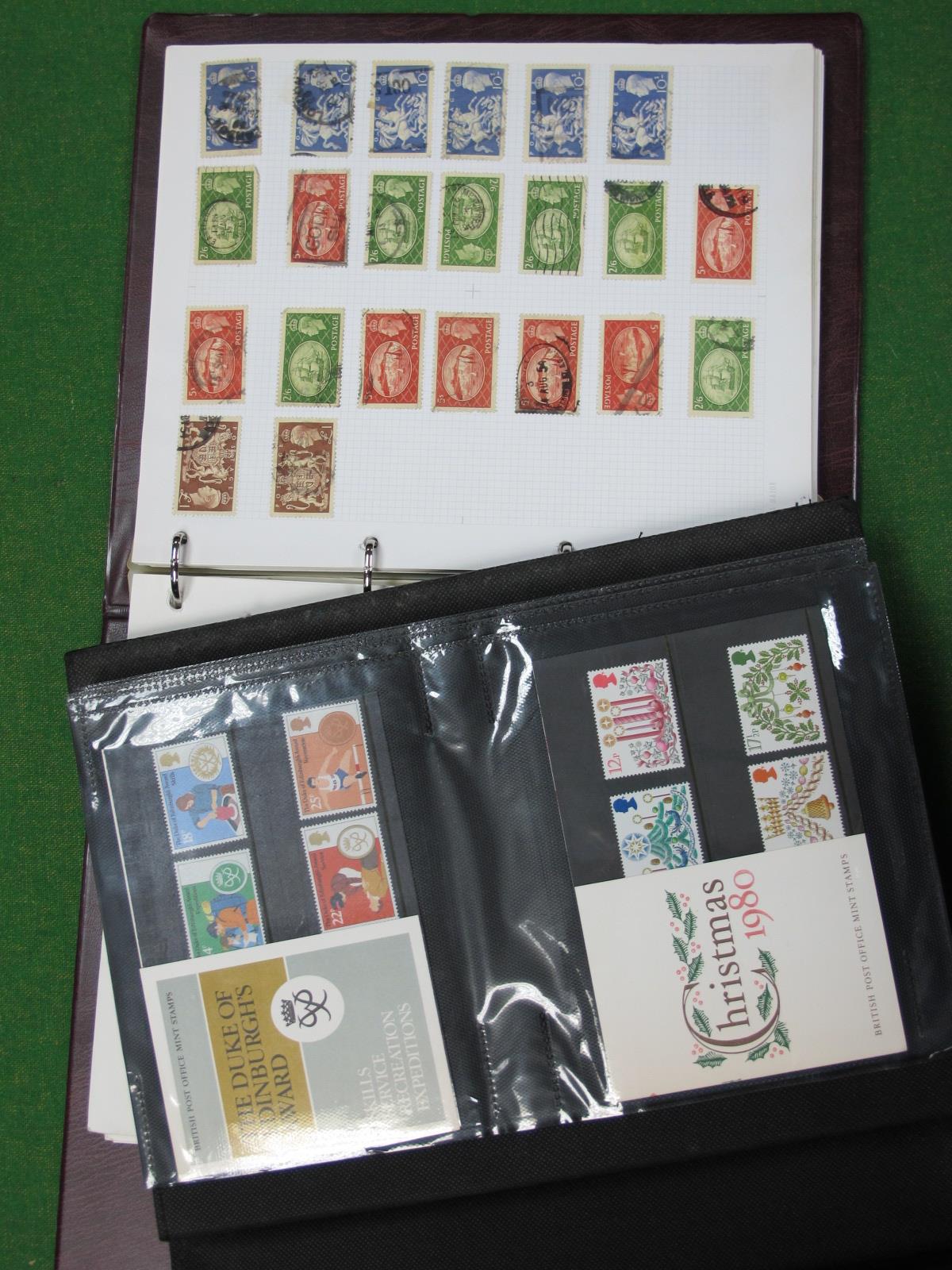 A Collection of Mint and Used GB Stamps in Two Albums, includes QV Jubilee, KG5 to 10/- Seahorse,