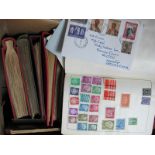 A Carton Containing Ten Folders and Albums of Mint and Used World Stamps, most countries