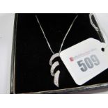 A Modern Twist Style Pendant, with inset highlights, stamped "750", on fine box link chain,