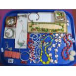 Vintage Costume Bead Necklaces, bangles, panel bracelet, etc- One Tray