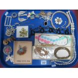 Costume Brooches, imitation pearls, etc:- One Tray