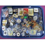 A Quantity of Dog Themed Brooches, Pendants, Keyrings and Two Rings, etc:- One Tray