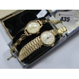 A Vintage Ladies Wristwatch, the case back stamped "18K 0.750", on an openwork bracelet; together