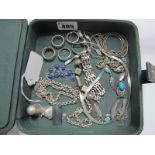 925 and Other Rings, "925" pendant and earrings, spectacle set hardstone necklace, gate style
