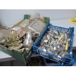 A Mixed Lot of Assorted Plated Ware, including entree dishes, (one crested/lacking handles) egg