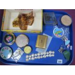 Modern Combs, 1944 10 and 25 Cents Netherlands bracelet, powder compacts, trinket box, 1951 Festival