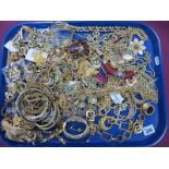 A Mixed Selection of Vintage Style and Gilt Coloured Costume Jewellery, including brooches, drop