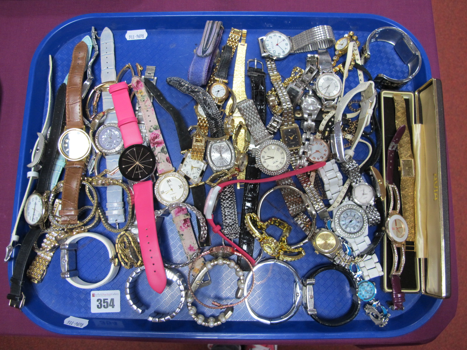 A Mixed Lot of Assorted Ladies Wristwatches, including Rado, Gossip, Le Chat, Avia, etc:- One Tray