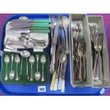 A Matched Set of Six Hallmarked Silver Teaspoons, in a fitted case with matching sugar tongs;