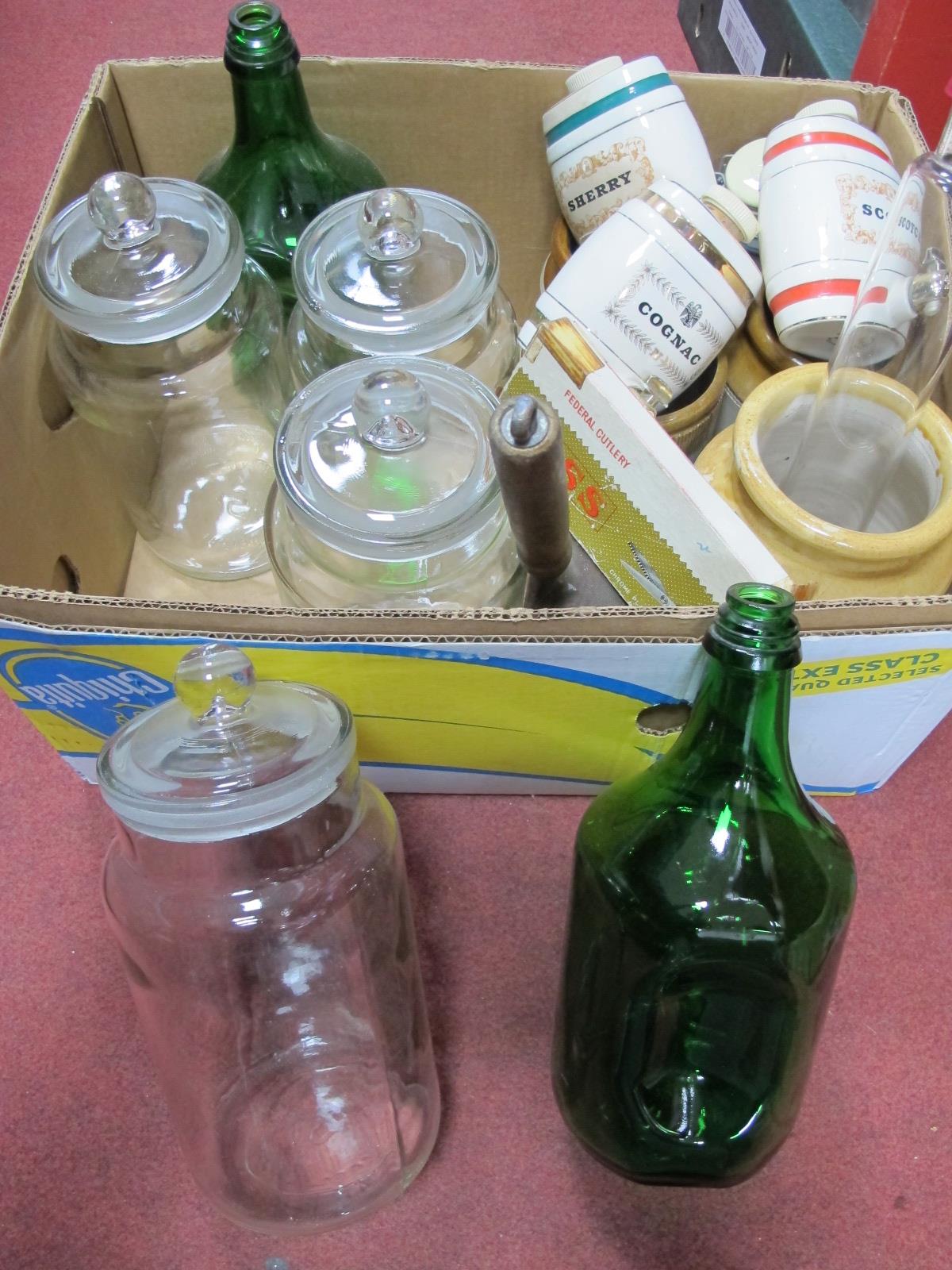 Wade Spirit Barrels, Stoneware and Glass Jars, etc:- One Box