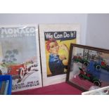 Mirror Featuring Studebaker Cars, in wooden frame 48.5 x 58.5cm overall. "Monaco 1934" and "We Can
