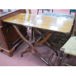 XIX Century Hostelry Table, with curved corners to folding rectangular top, on 'X' support united to