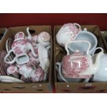 Enoch Wood's, Wedgwood, Mason's Table Pottery, in pink and white, chamber pots, large teapot:- Two