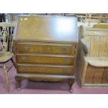 Walnut Bureau by Cameo, with fall front, fitted interior over three drawers on cabriole legs, 79cm