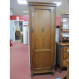 1930's Oak Slender Wardrobe, with panelled door, the interior later shelved, 65cm wide.