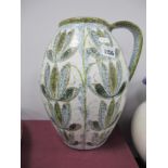 Glyn Colledge Glynbourne Jug for Bourne Denby, with six vertical rows each of floral motifs to ovoid