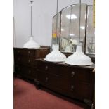 Oak Chest of Three Drawers and Dressing Table. (2)