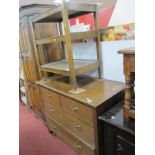 Oak Chest of Drawers and Tea Trolley. (2)